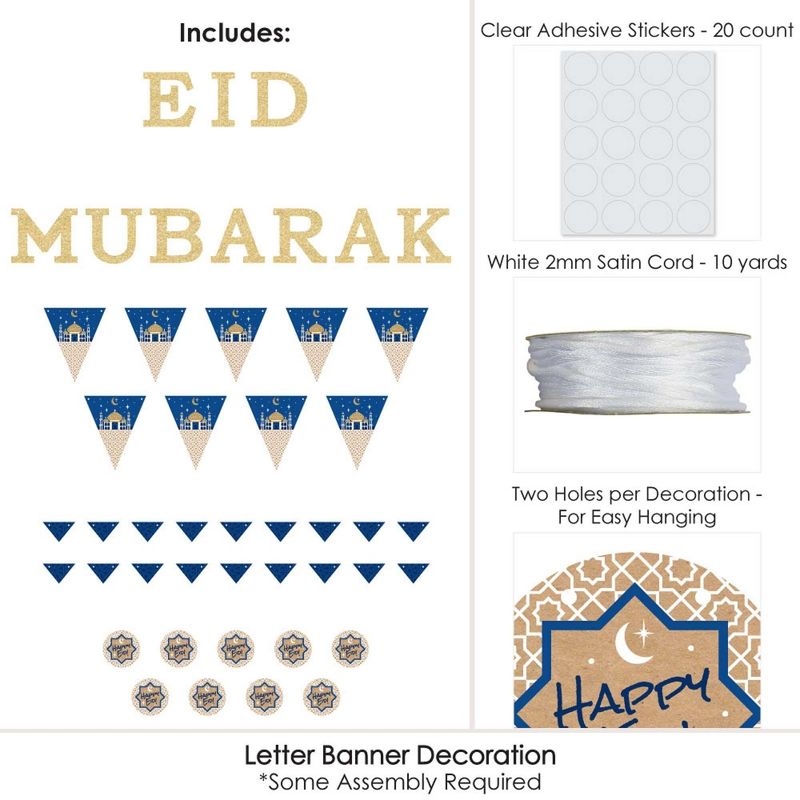 Big Dot of Happiness Eid Mubarak Letter Banner - Ramadan Decorations - No-Mess Real Gold Glitter Eid Mubarak Letters, 3 of 9