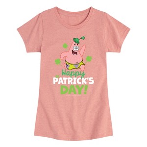 Girls' - SpongeBob Squarepants - Happy St. Patricks Day Fitted Short Sleeve Graphic T-Shirt - 1 of 4