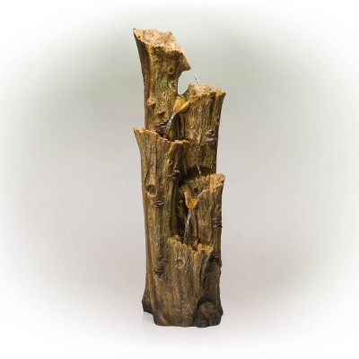 4 Tier Cascading Tree Bark Fountain With LED Lights - Alpine Corporation