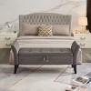 NicBex Velvet Fabric Pull-Open Top Ottoman Bench with Curved Arms,Button Tufted Storage Ottoman for Bedroom - 3 of 4
