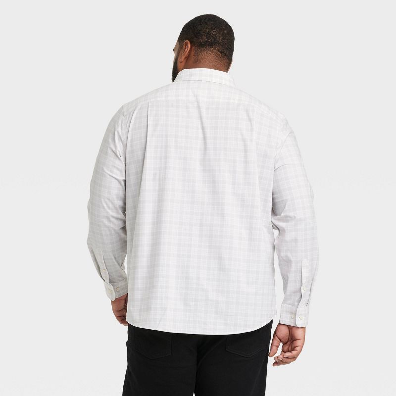 Men's Big & Tall Long Sleeve Checked Button-Down Shirt - Goodfellow & Co™ Gray, 3 of 5