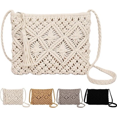 Crossbody Bag Purse For Women Bohemian Shoulder Bag Woven Crochet Purse For Summer Beach Travel Clutch Handbag