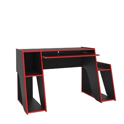 Kyoto Black and Red Gaming Desk with Keyboard Tray