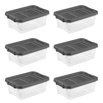 Sterilite Set of (4) 12 Qt. Storage Boxes Plastic, Titanium 