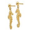 Black Bow Jewelry Large Textured Seahorse Dangle Post Earrings in 14k Yellow Gold - 2 of 4