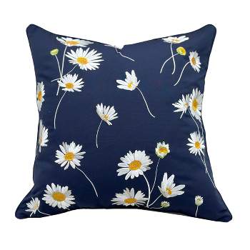 RightSide Designs Navy Daisy Indoor/Outdoor Throw Pillow
