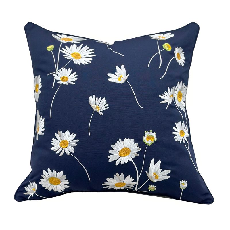 RightSide Designs Navy Daisy Indoor/Outdoor Throw Pillow, 1 of 5