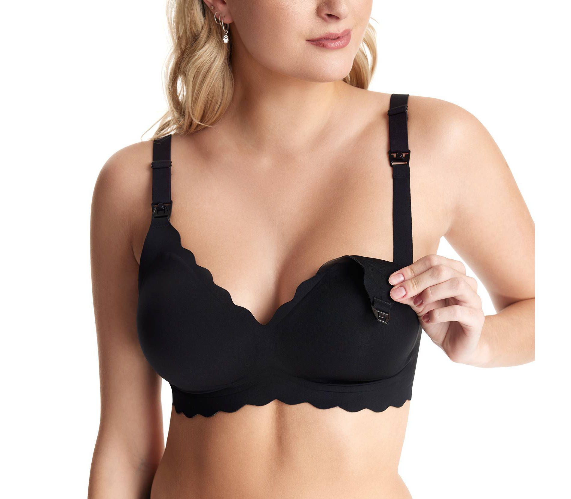 Momcozy Jelly Strip Nursing Bra - Black - XL: Full Coverage Cups, 1 Row/4 Column Hook Closure, Knit Spandex