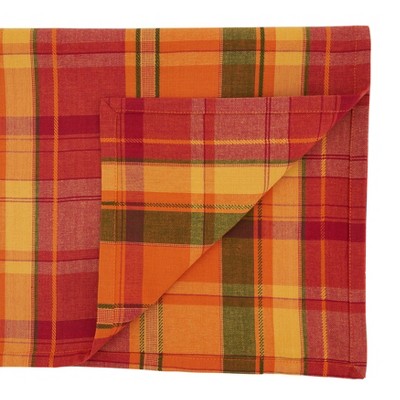 Harvest Plaid Cotton Table Runner in Warm Fall Colors