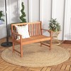 Tangkula Patio Wood Bench 2-Seat Outdoor Bench w/ Cozy Armrests & Backrest - 2 of 4