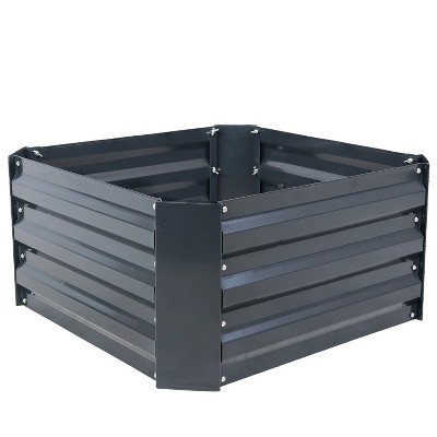 Sunnydaze Corrugated Galvanized Steel Raised Garden Bed for Plants, Vegetables, and Flowers - 24" Square x 11.75" H - Dark Gray