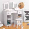 Kids Vanity Table & Stool Set, Mirror and Stool, Storage Drawer, Wooden Princess Makeup Dressing Table - 3 of 4