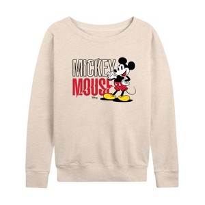 Women's - Disney - Mickey & Friends Lightweight French Terry Wide Neck Long Sleeve Shirt - 1 of 4
