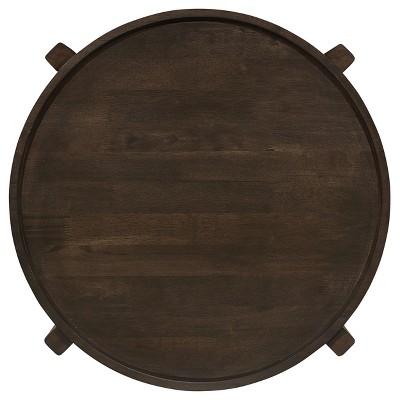 Cota Round Dark Brown Solid Wood End Table