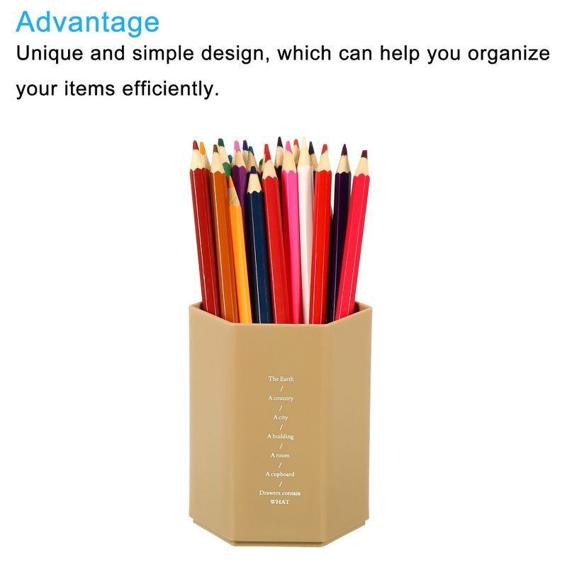 Unique Bargains Pencil Holder Plastic Hexagon Pen Cup Stationery Organizer for Office Desktop, 4 of 6