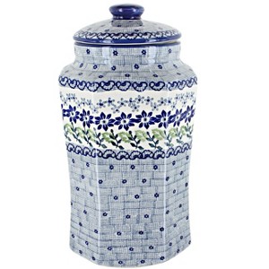 Blue Rose Polish Pottery P177 Manufaktura Large Canister with Seals - 1 of 1