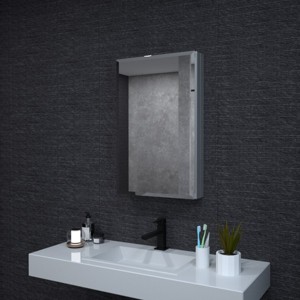 HBEZON Medicine Cabinet with Mirrors, Recess/Wall Mount Bathroom Cabinet, Adjustable Shelves, Soft-Close Hinge, Rectangular, Aluminum - 1 of 4