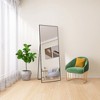 64 x 24" Elevated Tempered Glass Full-Length Mirror with Stand - Wall-Attachable Metal Framed Mirror for Living and Bedroom - 2 of 4