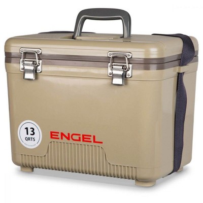 Engel 13 Quart Compact Durable Ultimate Leak Proof Outdoor Dry Box Cooler in Tan with Stain and Odor-Resistant Surface for 18 Cans or 12 lbs of Ice