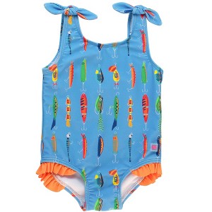 RuffleButts Baby/Toddler/Kid Girls UPF50+ Tie Shoulder One Piece - 1 of 4