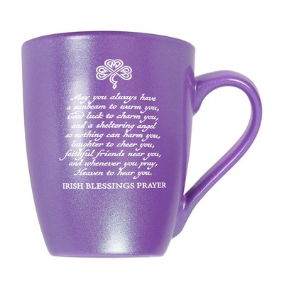 Elanze Designs Inspirational Coffee Cup Mug 10 Ounce Ceramic With Shimmery Metallic Finish Irish Blessing Prayer Passion Purple