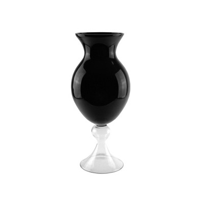 Northlight 20" Glass Finial Pedastal Style Flower Vase - Black/Clear