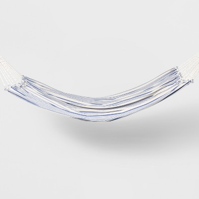 Linen Striped Flat Weave Hammock Blue - Threshold™: Cotton-Polyester Blend, No Assembly, Outdoor Use