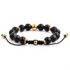 West Coast Jewelry Men's Onyx Stone and Gold Plated Stainless Steel Bead Adjustable Bracelet (10mm) - 4 of 4