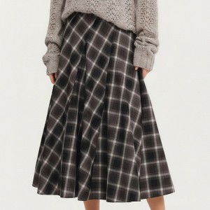 Anna-Kaci Women’s Plaid Midi Skirt with Soft Full-Length A-Line Silhouette and Gentle Pleated Movement for a  Everyday Shape - 1 of 4
