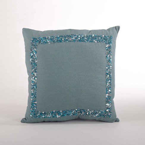 Down Filled Seed Bead Pillow Design Sea Green Saro Lifestyle