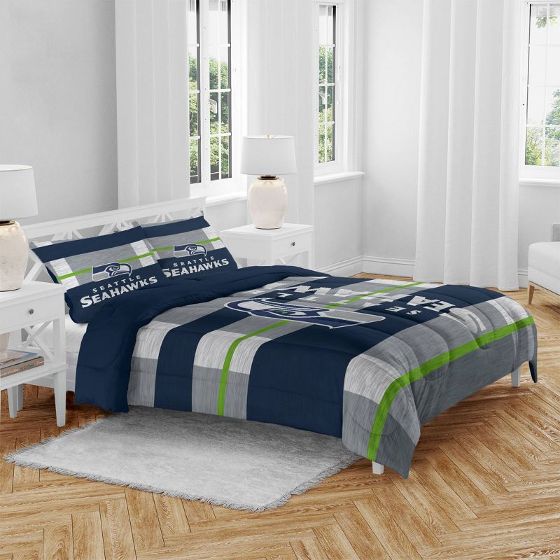 NFL Seattle Seahawks Heathered Stripe Queen Bed in a Bag - 3pc, 1 of 4