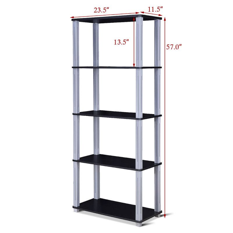Costway 5-Tier Multi-Functional Storage Shelves Rack Display Bookcase Home Furni Black, 2 of 10