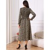 INSPIRE CHIC Women's Leopard Print Long Sleeve Tie V Neck Flowy Party Y2k Cheetah Dresses with Pockets - 4 of 4