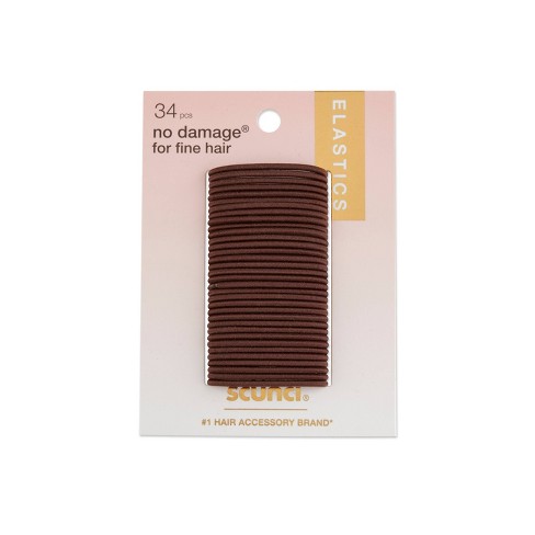 Scünci No Damage Elastic Hair Ties - Brown - Fine Hair - 34pcs