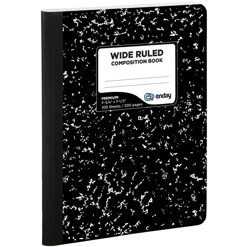 Enday Black Marble Composition Notebook, Wide Ruled, 100 Sheets - Packs, 1 of 5