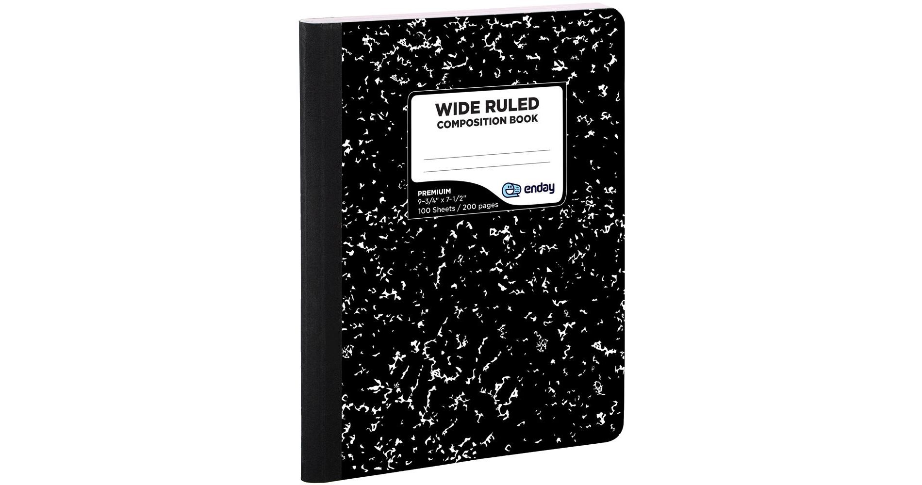 Enday Wide Ruled Black Marble Composition Notebook  100 Sheets