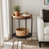 Hommoo Round 2-Tier End Table with Solid Wood Top, Modern Side Table - 2 of 4