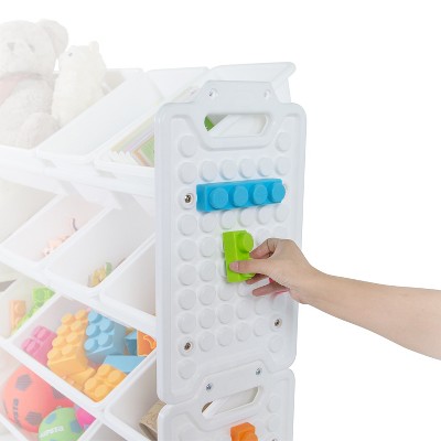 White Multi-Bin Toy Organizer with Removable Storage Bins