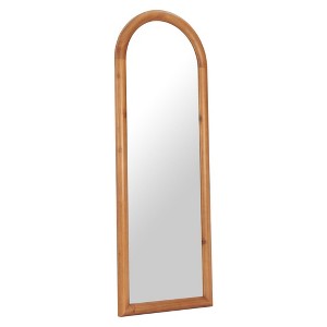HomeRoots 66" Natural Solid Wood Arch Framed Full Length Mirror - 1 of 4