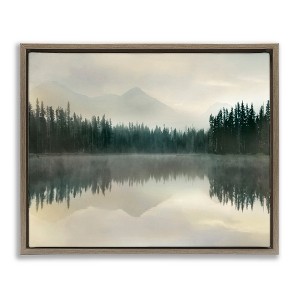 Stupell Industries Foggy Lake Forest Landscape Reflection Floating Frame Canvas Art - 1 of 4