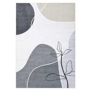 Washable Modern Geometric Rug Non Slip Low Pile Rug Soft Contemporary Throw Floor Cover Foldable Indoor Carpet for Living Room Bedroom Playroom - 1 of 4