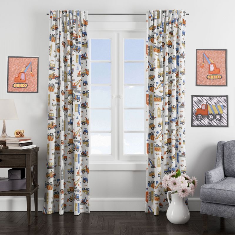 Bacati - Construction Yellow/Orange/Grey/Blue Curtain Panel, 4 of 6
