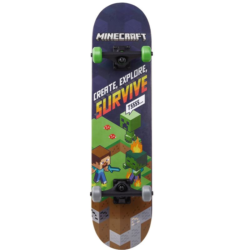 Minecraft 31" Skateboard with Non-slip grip tape, ABEC 5 bearings, 2 of 6