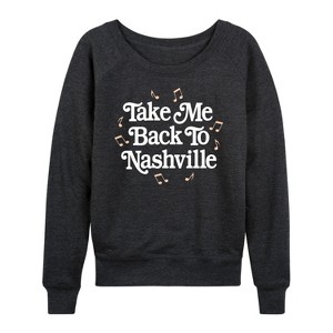 Women's - Instant Message - Country Casuals Lightweight French Terry Wide Neck Long Sleeve Shirt - 1 of 4