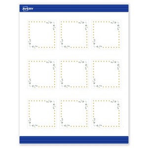 Avery Printable Square Cards, Gold Dots with Green Florals, 2.5" x 2.5", Matte White Square Cards, Laser/Inkjet, 90ct, Great for Business Cards - 1 of 4
