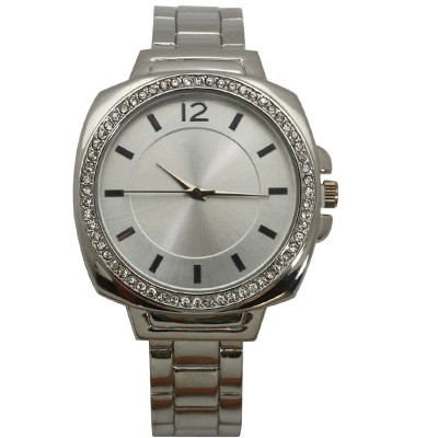 OLIVIA PRATT RHINESTONE DETAIL SQUARE FACE CUFF WATCH