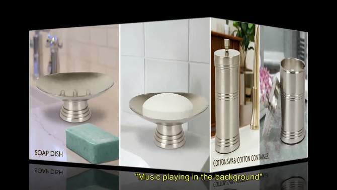 Dual Ridge Metal Bathroom Vanity Countertop Storage Organizer Canister Jar - Nu Steel, 2 of 6, play video