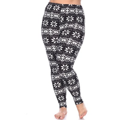 Women's Plus Size Printed Leggings - One Size Fits Most Plus - White Mark
