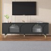 Modern Luxury 69.6" TV Stand for 78 inches TV,Media Console with Arch Fluted Glass Doors for Living Room-Baofuwish - 2 of 4