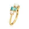 Ross-Simons 4-5mm Cultured Pearl and .90 ct. t.w. Swiss and Sky Blue Topaz Ring in 18kt Gold Over Sterling - 3 of 4